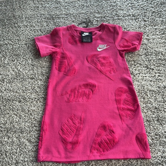 PINK NIKE SHORT SLEEVE TERRY CLOTH DRESS - Picture 1 of 7